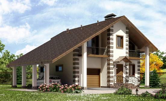 150-003-Л Проект двухэтажного дома с мансардой и гаражом, доступный дом из дерева Хабаровск | Проекты домов от House Expert