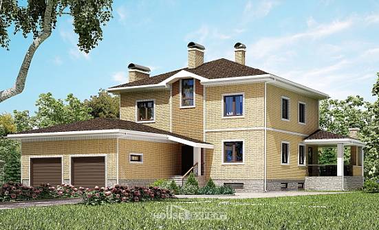 350-002-Л Проект трехэтажного дома и гаражом, классический дом из кирпича, Хабаровск