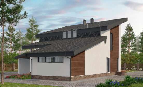 230-001-П Проект двухэтажного дома с мансардой, красивый коттедж из кирпича Хабаровск | Проекты домов от House Expert