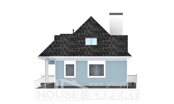 110-001-Л Проект двухэтажного дома с мансардой, экономичный загородный дом из поризованных блоков Амурск, House Expert