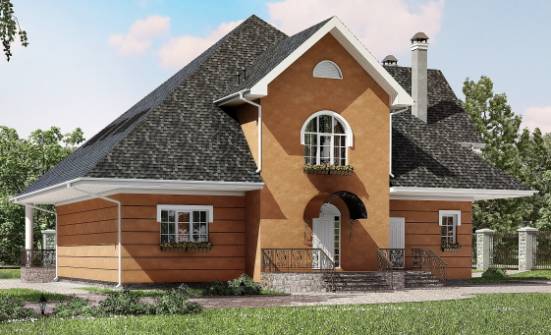 310-001-П Проект двухэтажного дома мансардой, классический загородный дом из теплоблока, Амурск
