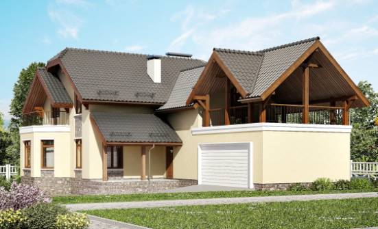 255-003-П Проект трехэтажного дома с мансардой, гараж, просторный загородный дом из поризованных блоков Хабаровск | Проекты домов от House Expert