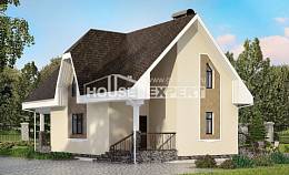 125-001-Л Проект двухэтажного дома с мансардой, доступный коттедж из газосиликатных блоков Хабаровск, House Expert