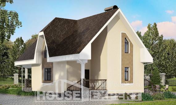 125-001-Л Проект двухэтажного дома с мансардой, доступный коттедж из газосиликатных блоков Хабаровск, House Expert
