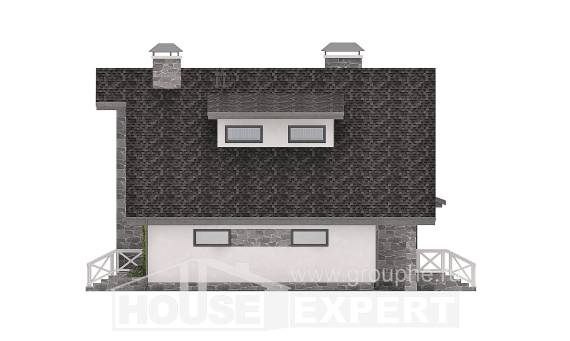 180-017-Л Проект двухэтажного дома с мансардой и гаражом, средний домик из блока Амурск, House Expert