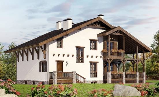 400-004-П Проект трехэтажного дома мансардой и гаражом, красивый загородный дом из кирпича, Амурск