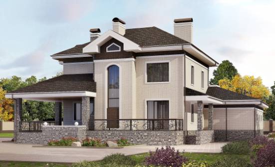 365-001-Л Проект трехэтажного дома, гараж, классический загородный дом из кирпича Амурск | Проекты домов от House Expert