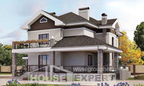 365-001-Л Проект двухэтажного дома, гараж, красивый домик из кирпича, Хабаровск