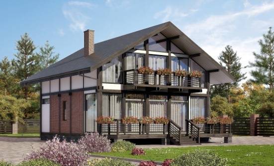 170-007-П Проект двухэтажного дома с мансардным этажом, классический коттедж из дерева Амурск | Проекты домов от House Expert