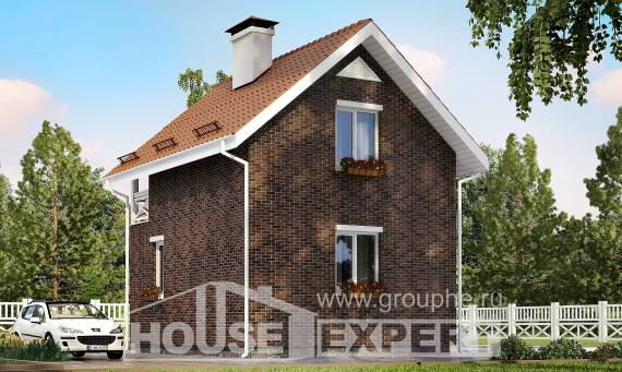 045-001-Л Проект двухэтажного дома с мансардой, компактный загородный дом из блока Хабаровск, House Expert