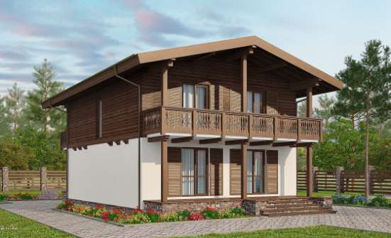 150-016-Л Проект двухэтажного дома с мансардой, скромный домик из пеноблока Амурск | Проекты домов от House Expert