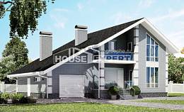 190-006-Л Проект двухэтажного дома с мансардой, гараж, простой загородный дом из твинблока Советская Гавань, House Expert