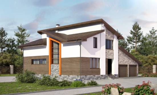 240-004-П Проект двухэтажного дома мансардный этаж и гаражом, просторный дом из бризолита Хабаровск | Проекты домов от House Expert