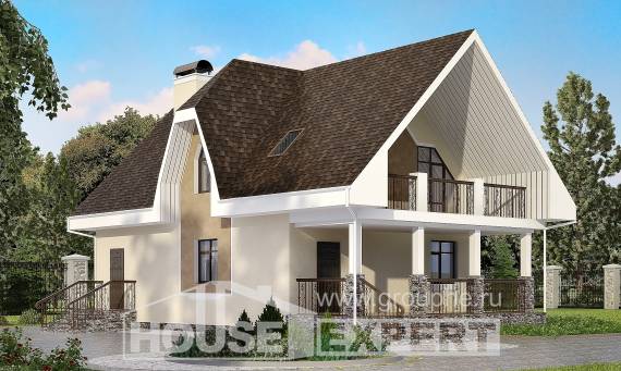 125-001-Л Проект двухэтажного дома мансардой, красивый коттедж из керамзитобетонных блоков Хабаровск, House Expert