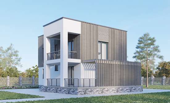 150-017-П Проект двухэтажного дома, бюджетный коттедж из твинблока Советская Гавань | Проекты домов от House Expert