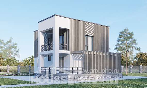 150-017-П Проект двухэтажного дома, простой загородный дом из поризованных блоков, Амурск