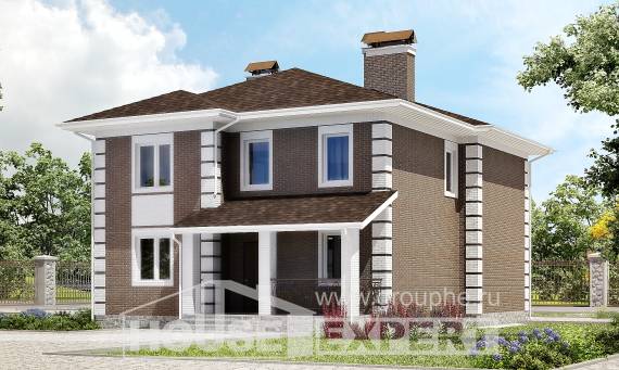 185-002-П Проект двухэтажного дома, уютный коттедж из бризолита Хабаровск, House Expert