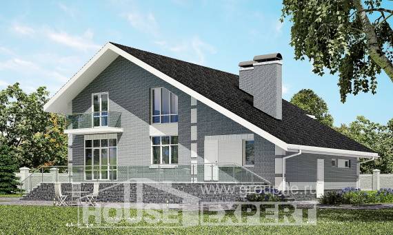 190-006-Л Проект двухэтажного дома с мансардой, гараж, средний загородный дом из поризованных блоков Хабаровск, House Expert