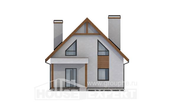 120-005-П Проект двухэтажного дома мансардой, гараж, недорогой домик из бризолита Амурск, House Expert