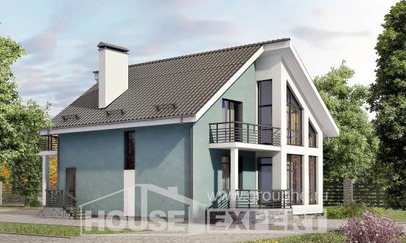 170-006-П Проект двухэтажного дома с мансардным этажом, компактный дом из теплоблока Амурск, House Expert