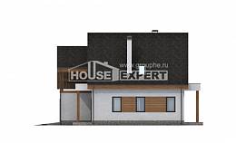 120-005-П Проект двухэтажного дома мансардой, гараж, недорогой домик из газобетона Амурск, House Expert