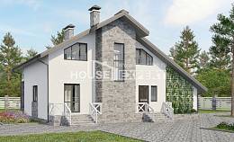 180-017-Л Проект двухэтажного дома мансардой, гараж, просторный домик из газобетона Хабаровск, House Expert