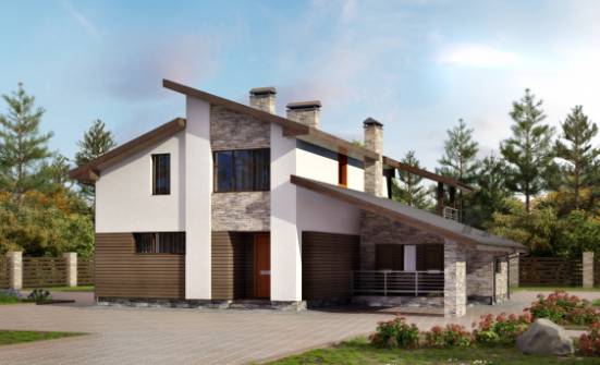 200-010-П Проект двухэтажного дома мансардой и гаражом, простой коттедж из твинблока Амурск | Проекты домов от House Expert