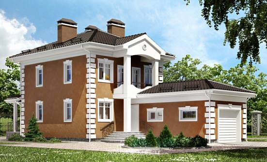 150-006-П Проект двухэтажного дома и гаражом, современный домик из бризолита, Советская Гавань