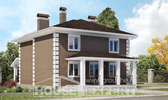 185-002-П Проект двухэтажного дома, простой загородный дом из твинблока Амурск, House Expert