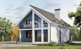 170-006-П Проект двухэтажного дома мансардой, современный дом из блока Амурск, House Expert