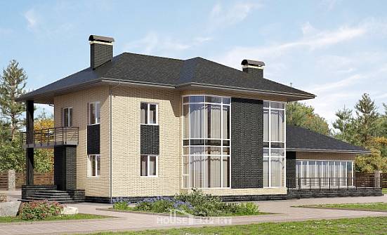 305-003-Л Проект двухэтажного дома, просторный домик из блока Хабаровск | Проекты домов от House Expert