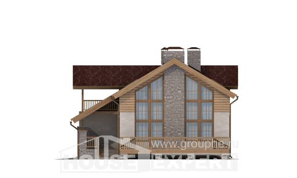 165-002-П Проект двухэтажного дома с мансардой и гаражом, простой дом из газосиликатных блоков Амурск, House Expert