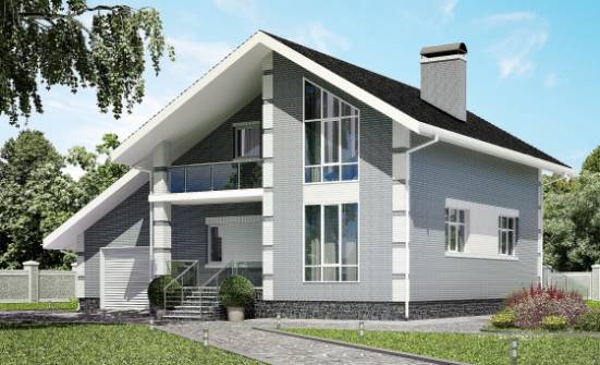 190-006-Л Проект двухэтажного дома с мансардным этажом, гараж, красивый коттедж из бризолита, Амурск
