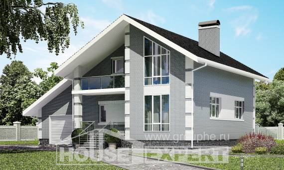 190-006-Л Проект двухэтажного дома мансардой и гаражом, просторный коттедж из пеноблока Амурск, House Expert