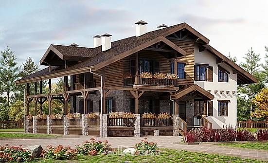 400-004-П Проект трехэтажного дома мансардой, гараж, огромный коттедж из кирпича Хабаровск | Проекты домов от House Expert