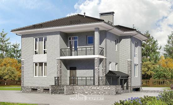 275-004-П Проект трехэтажного дома и гаражом, современный дом из кирпича Амурск | Проекты домов от House Expert