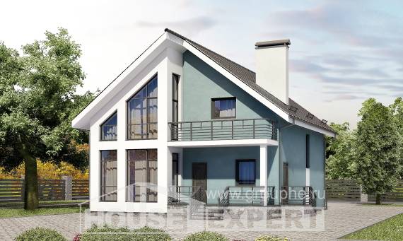 170-006-П Проект двухэтажного дома мансардный этаж, уютный домик из газобетона, Амурск