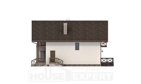 155-001-П Проект двухэтажного дома с мансардным этажом, гараж, бюджетный коттедж из пеноблока Советская Гавань, House Expert