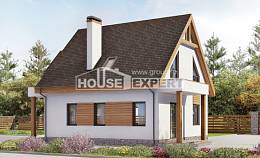 120-005-П Проект двухэтажного дома с мансардой и гаражом, красивый коттедж из твинблока Амурск, House Expert