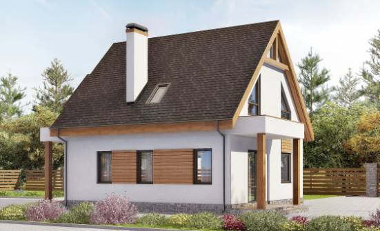 120-005-П Проект двухэтажного дома мансардой и гаражом, недорогой домик из газобетона, Амурск
