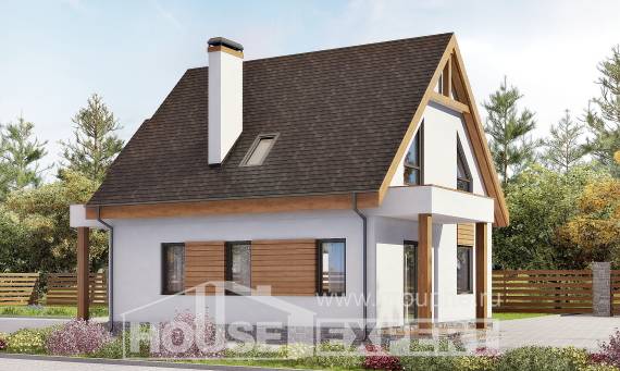 120-005-П Проект двухэтажного дома с мансардой и гаражом, красивый коттедж из твинблока Амурск, House Expert