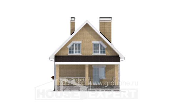 130-004-П Проект двухэтажного дома с мансардным этажом, небольшой домик из блока Амурск, House Expert