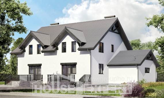 290-003-П Проект двухэтажного дома с мансардой, большой дом из арболита Хабаровск, House Expert