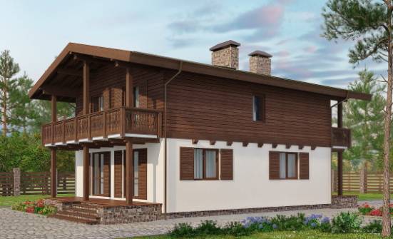 150-016-Л Проект двухэтажного дома с мансардой, скромный домик из пеноблока Амурск | Проекты домов от House Expert
