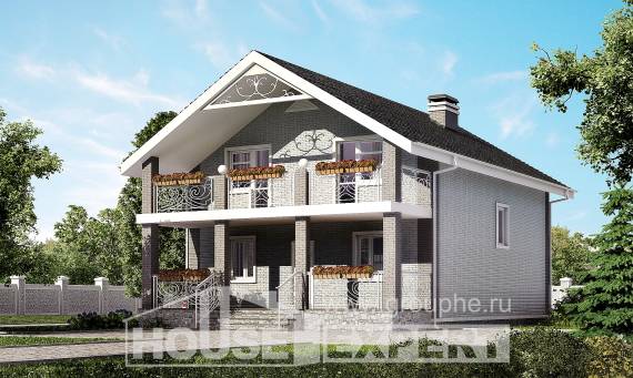 150-007-П Проект двухэтажного дома мансардный этаж, небольшой загородный дом из теплоблока, Амурск