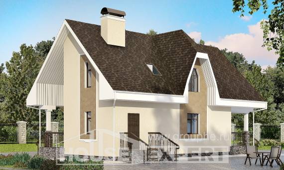 125-001-Л Проект двухэтажного дома мансардой, небольшой домик из бризолита Советская Гавань, House Expert