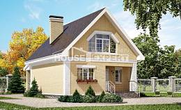 130-004-П Проект двухэтажного дома с мансардой, недорогой дом из бризолита Амурск, House Expert