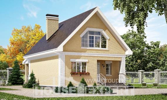130-004-П Проект двухэтажного дома с мансардой, недорогой дом из бризолита Амурск, House Expert