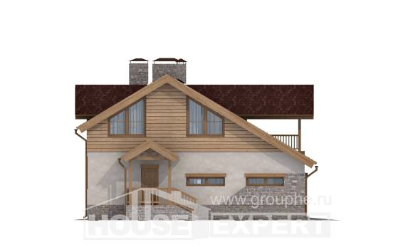 165-002-П Проект двухэтажного дома мансардный этаж, гараж, скромный загородный дом из поризованных блоков Советская Гавань, House Expert