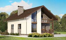 155-001-П Проект двухэтажного дома с мансардным этажом и гаражом, доступный домик из керамзитобетонных блоков Хабаровск, House Expert